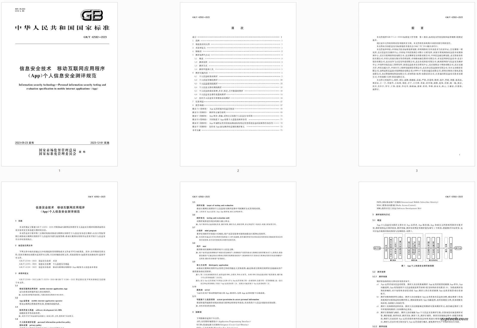 GB/T 42582-2023 信息安全技术 移动互联网应用程序（App）个人信息安全测评规范